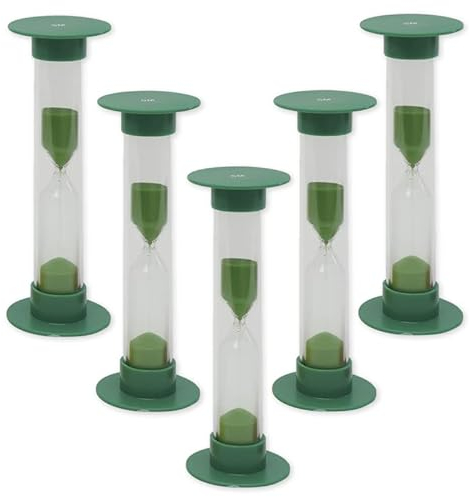 TimeTex Sanduhren-Set 5-tlg. - 5 Minuten - grün - 10 cm hoch - 5 Sanduhren mit der gleichen Laufzeit - 61992