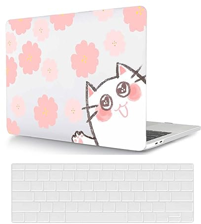 Laptop Hülle für Neues MacBook Air 15 Zoll Modell A2941 M2 Chip 2023 Freisetzung mit Liquid Retina Display und Touch ID, Plastik Schützend Hartschale Case Cover & Tastaturschutz, Liebliche Katze