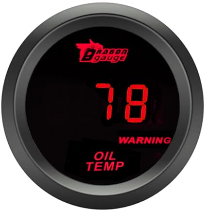 ETOPARS Universelle Auto Öltemperaturanzeige 2Zoll 52mm Auto Öltemperatur Messgerät Digitales Celsius Öl Temperatur Anzeige Öltemp Rot Lichtanzeige Instrument Rauchtönung Len