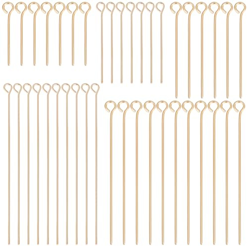 Beebeecraft 1 Box 150 Stück Kugelkopfnadeln Aus 18 Karat Vergoldetem Messing 5 Größen Schmucknadeln Biegbare Nietstifte Für Armbänder Halsketten Schmuckherstellung DIY-Handwerk Kopf: 2 mm