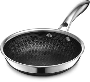 HexClad Hybrid Nonstick 18 cm Frying Pan, Stay-Cool Handle, Dishwasher-Friendly, Oven-Safe Up to 480°C, Induction Ready, Compatible with All Cooktops