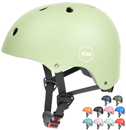 XJD Casco Bici Ideale per Bambini e Adolescenti Caschi per Multisport Alpinismo, Pattini a Rotella Skateboard Bicicletta con CE Certificato età 3-13(Verde menta, S)
