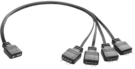 YAODHAOD ARGB-Splitterkabel, 5 V, 1 Buchse auf 4 Stecker, 3-polig, adressierbares RGB-Verlängerungskabel für Computergehäuse, CPU-Kühler und 5-V-ARGB-Lüfter (1 bis 4 (3-polig), schwarz)