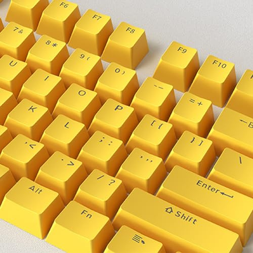 Catekro Tastenkappen, Standard Doubleshot ABS Tastenkappen-Set, OEM-Profil, durchscheinende Tastenkappen für DIY mechanische Tastatur (Gelb)
