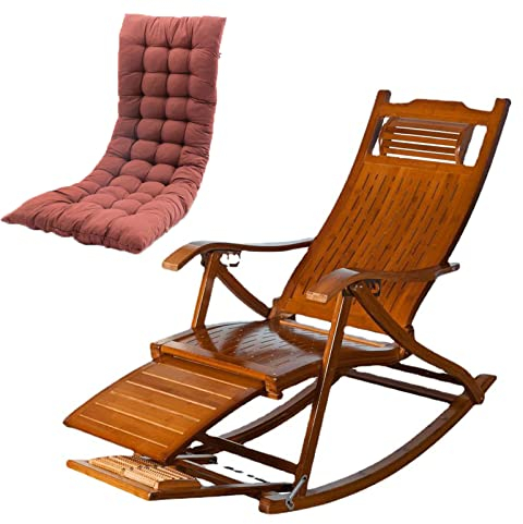 Generisch Zero Gravity Lounge Chair, klappbarer Schaukelstuhl, Balkon-Lounge-Sessel, verstellbare Rückenlehne, tragbarer Outdoor-Lounge-Sessel, Verstellbarer Bambus-Lounge-Sessel