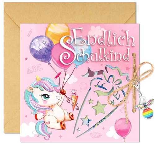 DPKOW Einschulung Geldgeschenke Verpackung Schulkind 2026 Glücksbringer Schulanfang Geschenke für Mädchen, Schulkind Karte Einschulung Grußkarten mit Umschlägen, Schutzengel GlücksbringerEinschulung