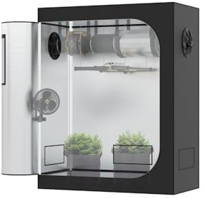 The Grow Deluxe D600 Growzelt 120x60x150 cm - Indoor Anbauzelt mit Sichtfenster und herausnehmbarer Wanne, hochreflektierendes Mylar licht- und wasserdicht