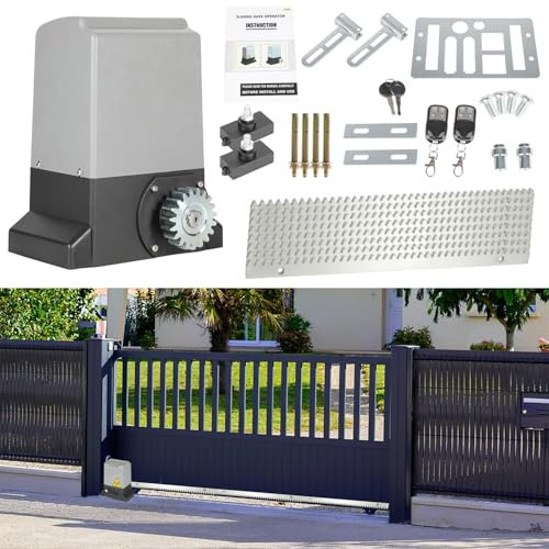 Daromigo Accionamiento para puerta corredera de 370 W, accionamiento para puerta de garaje hasta 800 kg, juego de accionamiento para puerta corredera con mandos a distancia y función de cierre