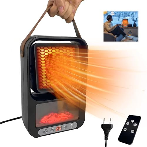 XPJBKC Stufetta Elettrica, Piccolo Termoventilatore 800W con Telecomando, Timer 1-12 Ore, Stufa Bagno, Caldobagno, Termoventilatore Elettrico per Camere, Uffici, Bagni