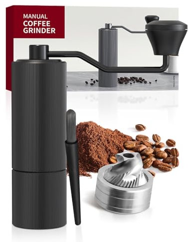 DICEAYNICO Manual Coffee Grinder,Hand Coffee Grinder with 30 Adjustable Settings,CNC 420 Stainless Steel Espresso Conical Burr-Portable Multi-Bearing Design for Pour Over,French Press & Moka pots