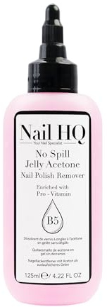 Nail HQ No-Spill Jelly Acetone Nail Polish Remover – 80% Acetone Formula with Pro-Vitamin B5, Vitamin E & Glycerin – Mess-Free, Removes Nail Polish & UV Gel, 125ml