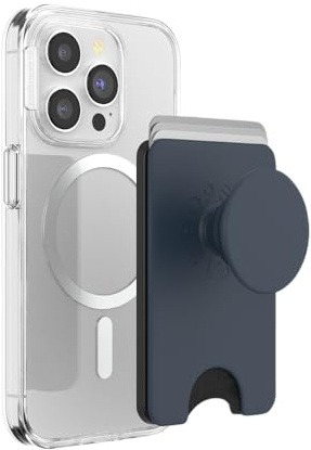 PopSockets Porte-Cartes de téléphone avec poignée Extensible, Compatible avec Chargeur sans Fil, avec MagSafe, Bleu Marine