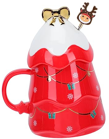 Cabilock Keramik Kaffeebecher mit Cartoonmotiven Mehrzweck-aufbewahrungsbecher Weihnachtsbecher Kreativer Wasserbecher Stylischer Wasserbecher für Trinken Frühstück Wasser Milch und Tee