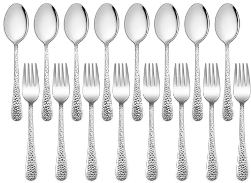 LIANYU 16-Piece Kids Silverware Set, Includes 8 Kid Spoons, 8 Kid Forks, Stainless Steel Toddler Utensils Children Flatware Set, Child Preschooler Cutlery Set, Dishwasher Safe