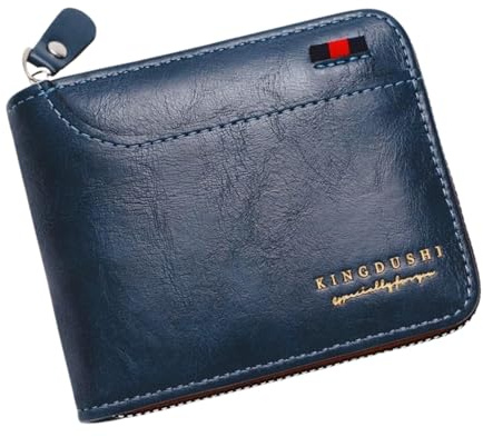 Belijoeuri Portefeuille pour homme avec fermeture éclair, porte-monnaie compact pour homme, compartiment pour photo, porte-cartes, porte-monnaie et porte-billets, design tendance, élégant et sobre