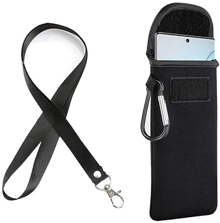 Grasslandy Neopren Handy Tasche, Universelle Neopren Handy, Handytasche für Smartphones, Universelle Handytasche mit Karabiner und Umhängeband, Kompatibel mit Telefone Bis Zu 6.7 Zoll,Schwarz