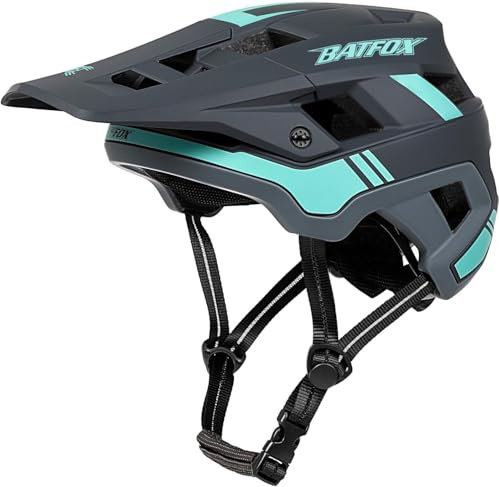 Casco da bicicletta da uomo, donna, adulto, giovane, traspirante, con visiera, per mountain bike, bici da strada, BMX, pattinaggio a rotelle, moto fuoristrada, grigio/blu, L