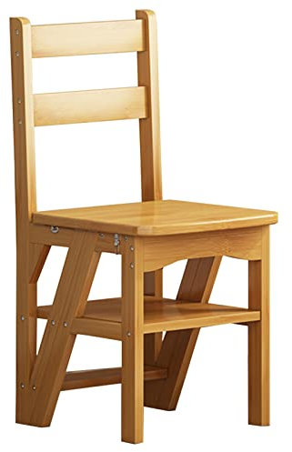 Scaletta leggera pieghevole in legno, portatile, per cucina, biblioteca interna e giardino, scala compatta per una facile conservazione e praticità