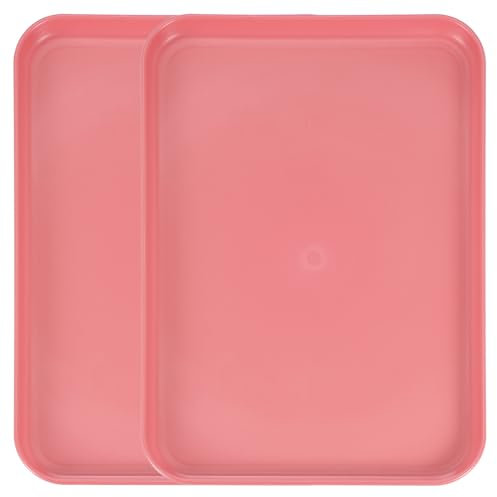 sourcing map Lot de 2 plateaux de service rectangulaires en plastique, 30,5 x 22,9 cm, pour cuisine, restaurant, café, fruits, hamburger, dessert, rouge