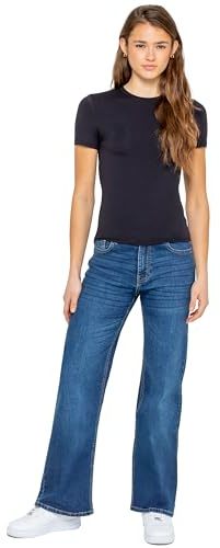 989Zé ENZO Womens Wide Leg Stretch Denim Jeans Straight Trousers Casual Cotton Relaxed Fit Baggy Loose Pants with Pockets EZL657_Jeans Blue 16 S