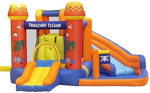 Uppblåsbar Trampolin, Uppblåsbar hoppborg vattenpark rutschkana studsmatta 340x330x195cm PVC inomhus utomhus