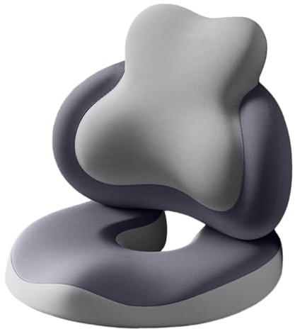 Cojín Silla Oficina y Cojín Lumbar, Cojín Viscoelástico con Respaldo, Cojín Ortopédico para Oficina y Coche, Ergonómico, Ideal para largas Horas Sentado,Negro,2 Piece Set