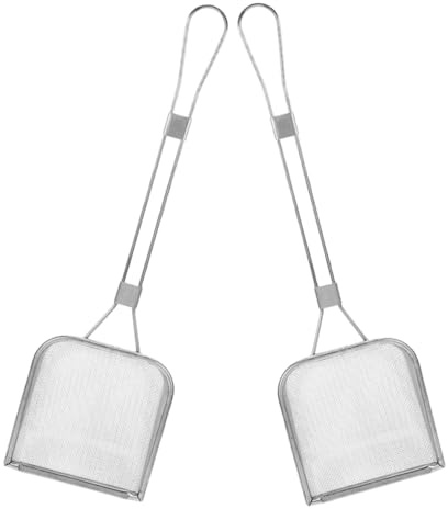 PartyKindom Espumadera Cuadrada de Malla Fina Acero Inoxidable, Cuchara Coladora Ranurada para Aceite de Cocina, Resistente, 2 Piezas, para Freír Pollo, Papas Fritas y Alimentos Fritos