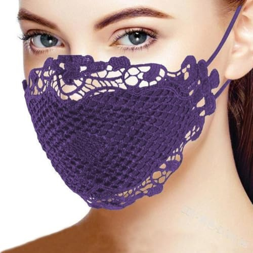 JoyousMall Masque élégant en dentelle confortable et respirant pour les occasions festives avec une sangle réglable (taille moyenne). Violet