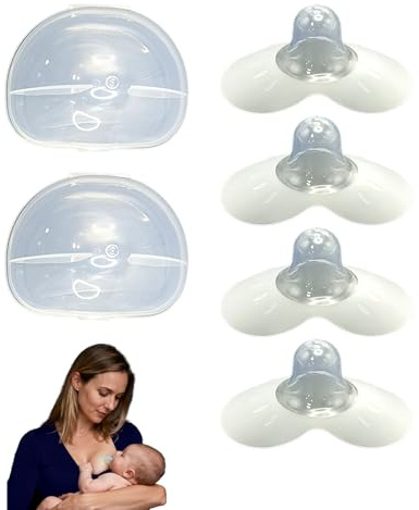 2er Set Silikon Stillhütchen für Brustwarzenbildung – Brusthütchen in Größe L für Stillende Mütter – Maximale Hautkontakt und Komfort beim Stillen für Empfindliche ，Brustwarzen，silberhütchen stillen