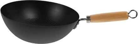 VALICLUD Japanese Mini Wrought Iron Wok Pan for Household Cooking Flat Bottom Frying Pan Compatible with Gas and Open Flame Stoves Ergonomic Handle for Stir Frying Meat Vegetables Bbq