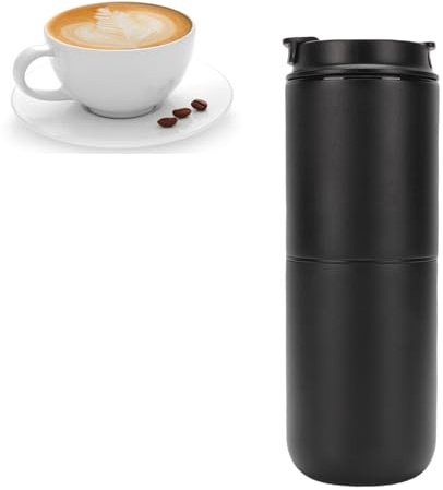 Cuifati Cafetière électrique Portable avec Moulin, Machine à café sans Fil de 350 Ml, Cafetière de Voyage à Batterie Rechargeable, Tasse de café Semi-automatique pour Bureau de Camping (BLACK)