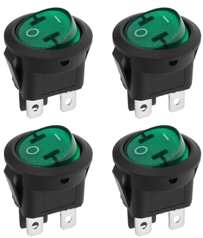 VGOL 4 Interrupteurs à Bascule Ronds Lumineux Marche/arrêt Verts DPST 6A 250 V CA 10A 125 V CA pour équipements électriques