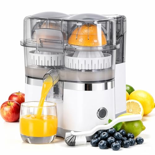 Exprimidor de cítricos automático de doble cabeza, exprimidor eléctrico de prensado en frío para limones, naranjas, limas y pomelos, para la elaboración diaria de jugo fresco en el hogar (A2)