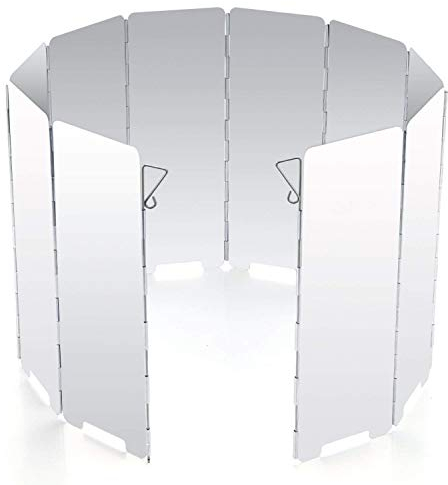 Diswoe 10 klappbare Windschutz für Campingkocher, Faltbar Aluminium Windschutzscheiben, Klappbare Gaskocher Windschutz mit Tragetasche, Geeignet für Camping, Gaskocher, Campingkocher, Öfen