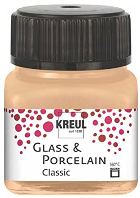 KREUL 16249 - Vidrio y porcelana Champán metálico clásico, en bote de 20 ml, pintura brillante al agua para vidrio y porcelana, de secado rápido, opaca