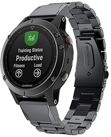Garmin Fenix 5 Klockarmband, 22mm Rostfritt Stål Ersättningsband för Instinct/Fenix/Forerunner 935/Fenix 6 Pro/Fenix 7 Solar/Sapphire Solar