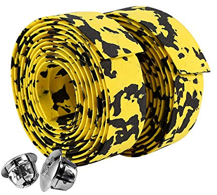 Fahrradlenkerband, 2 St¨¹ck Atmungsaktives Fahrradlenkerband f¨¹r den Fernradsport (Gelb + Schwarz), Rennrad Lenkerband f¨¹r Profisportler und Amateure