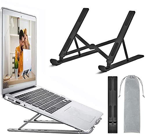 OUGEP Laptop Ständer, Tragbarer Faltbar Höhenverstellbar Notebook Ständer, Kompatibel mit MacBook Pro Air, iPad, Lenovo, HP Alle 10-15.6 Zoll Tablet (Schwarz)