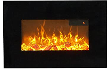 Sureflame WM-9334 Electric Wall Mounted Fire with Remote in Black, 26 Inch