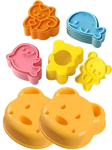 7-Piece Bear-Shaped Sandwich Cutter Set - Plastic Molds for Kids' Lunch, Fun Animal Shapers for Bread, Fruits & Healthy Snacks