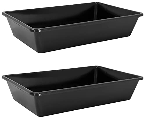 Petigi 2X Wanne aus Kunststoff Plastik Schüssel 20 L Staubbad Sandbad Plastikwanne Fusswanne Badewanne Kunststoffwanne eckig 60x40x12 cm Schwarz Aufbewahrung
