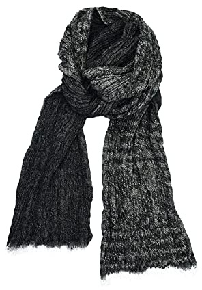 100ITALIA Unisex Pashmina Schal aus Baumwolle Jaquard mit Falteneffekt., Kohle, One size
