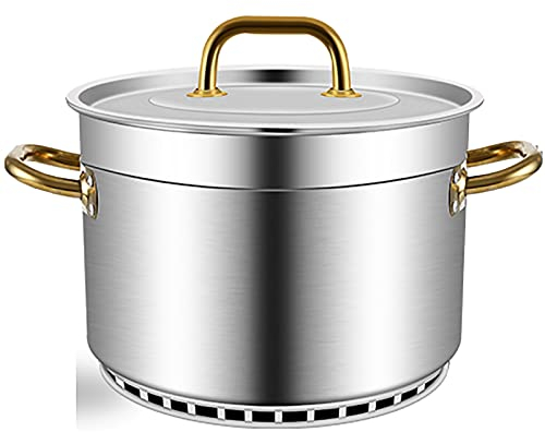 Suppentopf- / Suppen-Eimer Commercial Edelstahl Große Kapazität Verdickter Flosse Energiesparende Doppeltertopf mit Deckel (Size : 45cm)