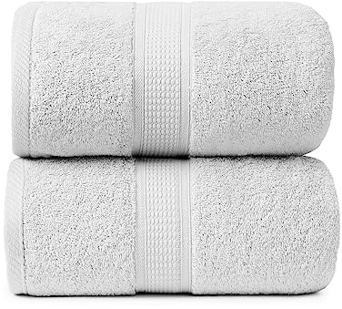 Toallas de baño de algodón de bambú de alta calidad, naturales, súper suaves y ultra absorbentes (blanco, sábana de baño - 2 piezas)