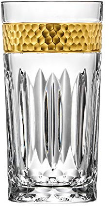 ARNSTADT KRISTALL Longdrinkglas Bloom Gold (14 cm) Kristallglas mundgeblasen · handgeschliffen · Handmade in Germany · inkl. 24 Karat Goldrand