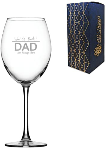 Personalised Engraved Fathers Day Enoteca Red Wine Glass, 19oz/560ml Wine, Thoughtful Customised Gift, Laser Engraved in The UK, Dishwasher Safe Clear Glass, Dishwasher Safe