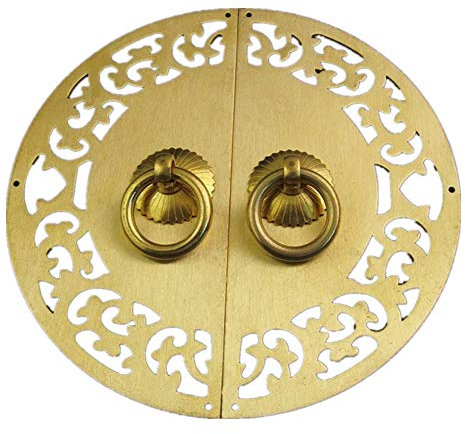 15cm Or 20cm Drawer Handle Retro Cabinet Door and Window Chinese Antique Copper Cabinet Handle Furniture Copper Lock Ring(Color:Brass 15cm) (Brass 20cm)