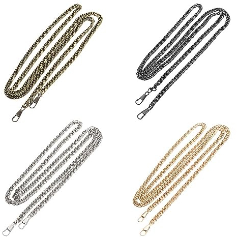 Taschenkette 12 Stück Taschenkette Metall 120cm 60cm Taschenkette Kette Trageriemen Taschenkette Ersatz Taschenkette Gold Schultergurt Silber für Crossbody Handtaschen Geldbörse Tasche 4 Farben