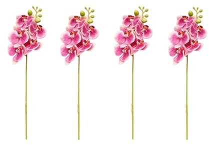 CLoxks 4 tallos de orquídeas artificiales de látex de tacto real Phalaenopsis de 17.7 pulgadas, ramas de orquídea sintética con 5 flores grandes para jarrón, boda, fiesta, decoración del hogar,