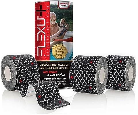 FlexU+ Kinesiologie Tape für Senioren; (Schwarz Regelmäßig Formel)